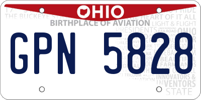 OH license plate GPN5828