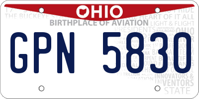 OH license plate GPN5830