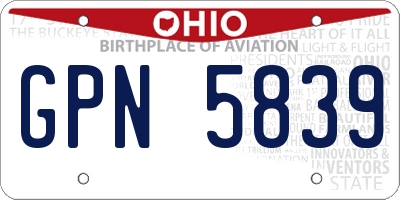 OH license plate GPN5839