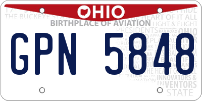 OH license plate GPN5848