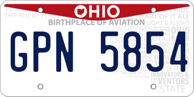 OH license plate GPN5854