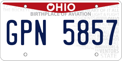 OH license plate GPN5857