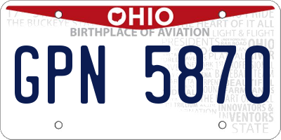 OH license plate GPN5870