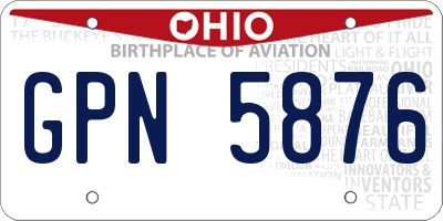 OH license plate GPN5876