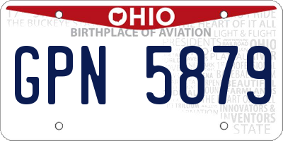OH license plate GPN5879