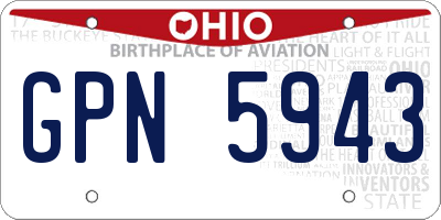 OH license plate GPN5943