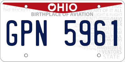 OH license plate GPN5961