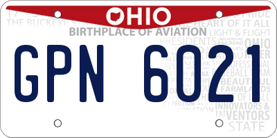 OH license plate GPN6021