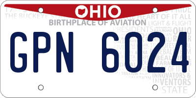 OH license plate GPN6024