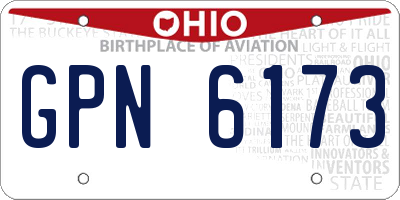 OH license plate GPN6173