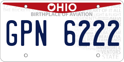 OH license plate GPN6222