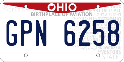 OH license plate GPN6258