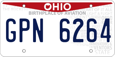 OH license plate GPN6264