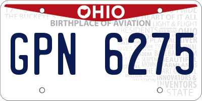 OH license plate GPN6275