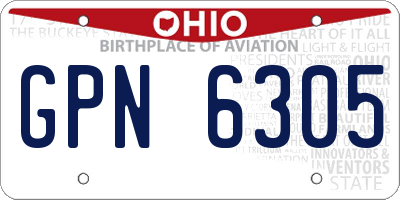 OH license plate GPN6305