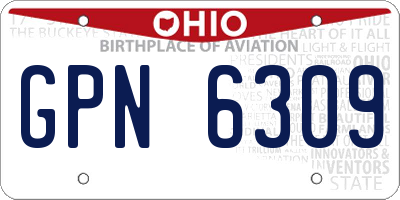 OH license plate GPN6309