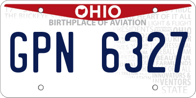 OH license plate GPN6327