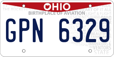 OH license plate GPN6329