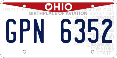 OH license plate GPN6352