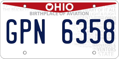 OH license plate GPN6358
