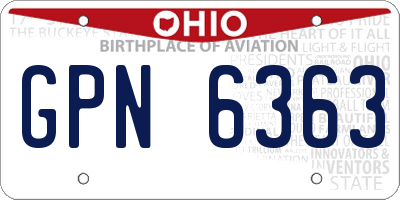 OH license plate GPN6363