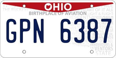 OH license plate GPN6387