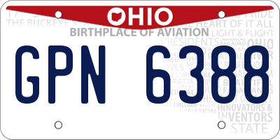 OH license plate GPN6388