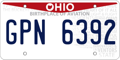 OH license plate GPN6392
