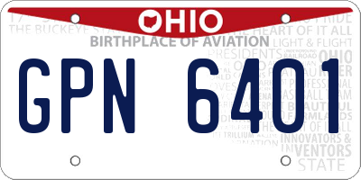 OH license plate GPN6401
