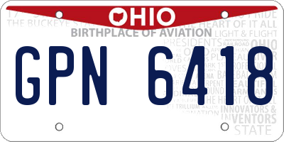 OH license plate GPN6418