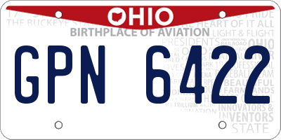 OH license plate GPN6422