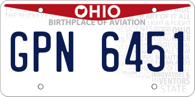 OH license plate GPN6451