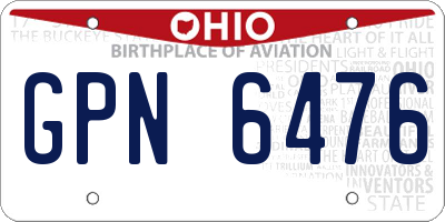 OH license plate GPN6476