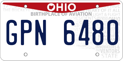 OH license plate GPN6480