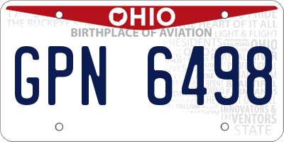 OH license plate GPN6498