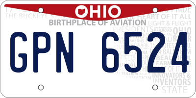 OH license plate GPN6524