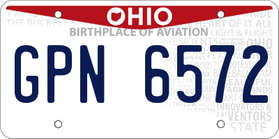 OH license plate GPN6572