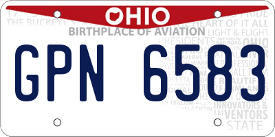 OH license plate GPN6583