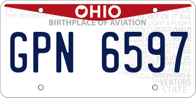 OH license plate GPN6597