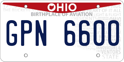 OH license plate GPN6600