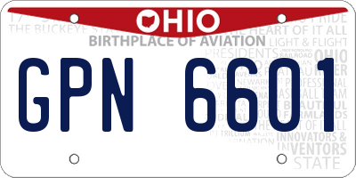 OH license plate GPN6601