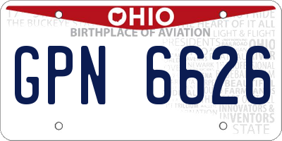 OH license plate GPN6626