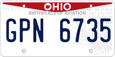 OH license plate GPN6735