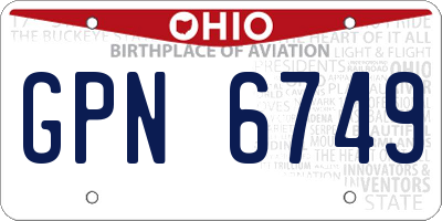 OH license plate GPN6749