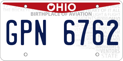 OH license plate GPN6762