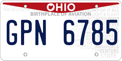 OH license plate GPN6785
