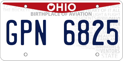 OH license plate GPN6825
