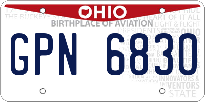 OH license plate GPN6830