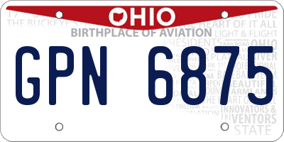 OH license plate GPN6875