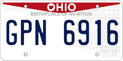 OH license plate GPN6916